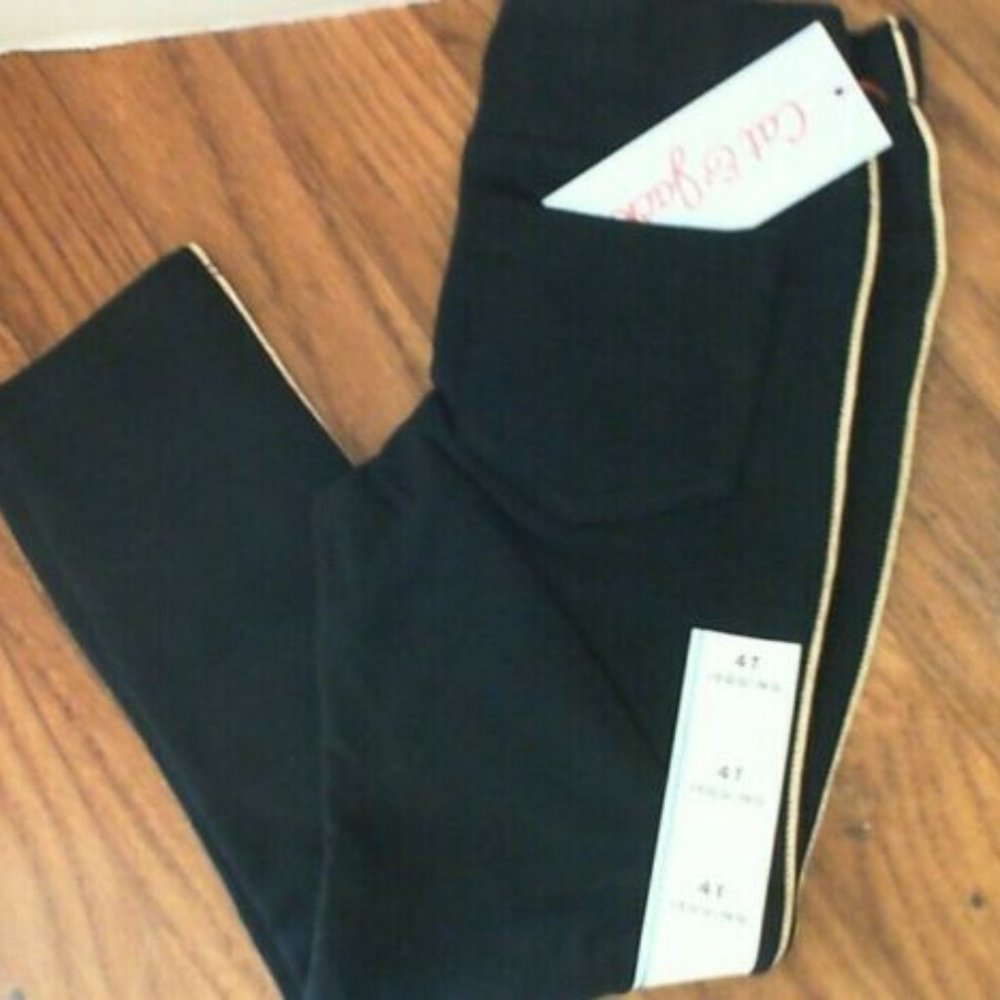 Jeggings Leggings Black With Gold Stripe
